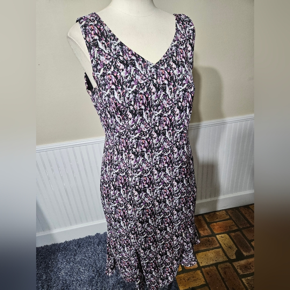 Danny & Nicole Black, White and Pink Floral Sleeveless Dress